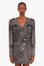 Balmain Grey Acid Wash Denim Button Mini Dress Size 42