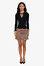 Isabel Marant Cream/Orange Patterned Ruched Mini Skirt Size 36