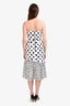 Saloni White/Navy Polka-Dot Ruffled Strapless Midi Dress Size 6