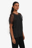 Acne Black Silk Sheer Organza Short Sleeve Blouse Size 38