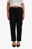 Theory Black Linen Blend Cortland Caliver Drawstrings Straight Leg Pants Size M