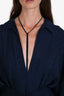 Gucci Navy Silk Horsebit Jacquard Long Sleeve Belted Dress Size 42