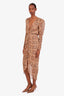 Ronny Kobo Brown Paisley Asymmetrical 'Astrid' Midi Dress Size XS