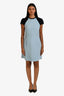 Victoria Beckham Blue Colourblock Short Sleeve Shift Dress Size 8