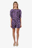 Diane von Furstenberg Purple Abstract Floral Print Romper Size 4