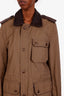 Burberry Khaki Leather Detail Barn Jacket Size 48