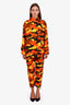 Off-White Orange Camouflage Printed Cotton Cargo Pants + Jacket Set Size 36 and 38