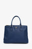 Prada Navy Saffiano Leather Medium Double Zip Galleria Tote with Strap