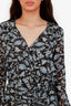 Veronica Beard Blue/Black Silk Floral Print Ruched Wrap Mini Dress Size 4