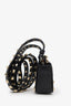 Valentino Black Leather Rockstud Flip Lock Phone Holder
