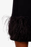 Louis Vuitton Black Wool Turtleneck Feather Trim Mini Dress Size S