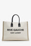 Saint Laurent Beige/Black Canvas Large Rive Gauche Canvas Tote