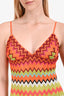 Missoni Boboli Orange Multicolour Zig Zag Knit Spaghetti Strap Midi Dress Size 44