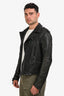 Burberry Black Lambskin Distressed Moto Jacket Size 50 Mens