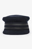 Hermès Navy Blue Wool and Leather Conductor Hat Size 56