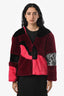 Yves Salomon Red/Pink/Zebra Vegan Shearling Jacket Size 36