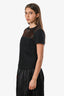 Isabel Marant Dark Grey Wool Tiger Print Calf Hair Short Sleeve Top Size 36