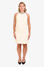 Sandro Cream Tweed Crystal Embellished Neckline Sleeveless Mini Dress Size 40