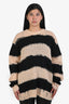 Acne Studios Black/Beige Mohair Blend Knit 'Kantonia' Striped Distressed Crewneck Sweater Size L