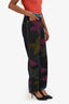 Pre-loved Chanel™ Black Multicolour Painted Floral CC Jeans Size 38
