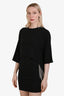 Stella McCartney Black Crepe Fringe Bead Layered Cape Mini Dress Size 38