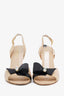 Pre-loved Chanel™ Beige/Black Leather CC Pearl Heels Size 40