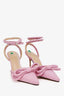 Mach & Mach Pink Leather Double Bow Ankle Strap Heels Size 37