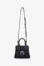 Delvaux Black Grained Calfskin Mini Brillant Top Handle Bag with Strap