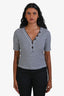 Frame Navy/White Cotton Striped Henley Tee Size XS