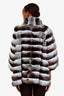 Black/Grey Chinchilla Cropped Sleeve Jacket Estimated Size M