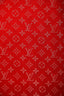 Louis Vuitton Red Silk Wool Blend Monogram Metallic Fringe Scarf