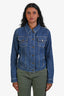 Louis Vuitton Blue Denim Medium Washed Logo Jean Jacket Size 36