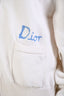 Christian Dior Cream/Blue Ribbed Knit Cotton V-Neck Button-Up 'Dior For My Real Friends' Cardigan Size L