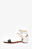 Christian Louboutin White/Black Leather Ankle Strap Sandals Size 39