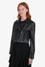 Sportmax Code Black Crop Leather Jacket Size 8 US
