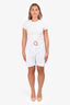 Marella White Cotton Shorts with Raffia Buckle Belt Size 6
