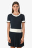 Pre-loved Chanel™ 2014 Blue/White Knit Waist Band Bow Detail SS Mini Dress Size 40