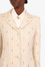 Pre-loved Chanel™ White Sequin Cotton Silk Button-Up Jacket Size 36