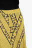 Ganni Yellow Silk Blend Printed Midi Skirt Size 34