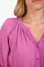 Xirena Purple Crinkled Cotton Belted Long Sleeve Dress Size M