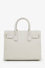 Saint Laurent White Grained Leather Small Sac de Jour Bag with Strap