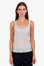 Christian Dior White/Blue Monogram Silk Lace Cami Tank Size 6