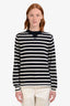 Sacai Navy Blue/White Cotton Striped Drawstring Sweater Size 1