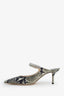 Jimmy Choo Grey/Black Python Embossed Leather Bing Mules Size 36.5
