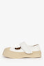 Marni White Nappa Leather Toe Cap Mary Jane Flats Size 38