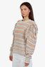 Ulla Johnson Orange/Blue Cotton Striped Fringe Sweater Size M