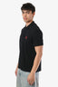 Ami Paris Black Cotton Embroidered Logo Pique Polo Shirt Size XL Mens