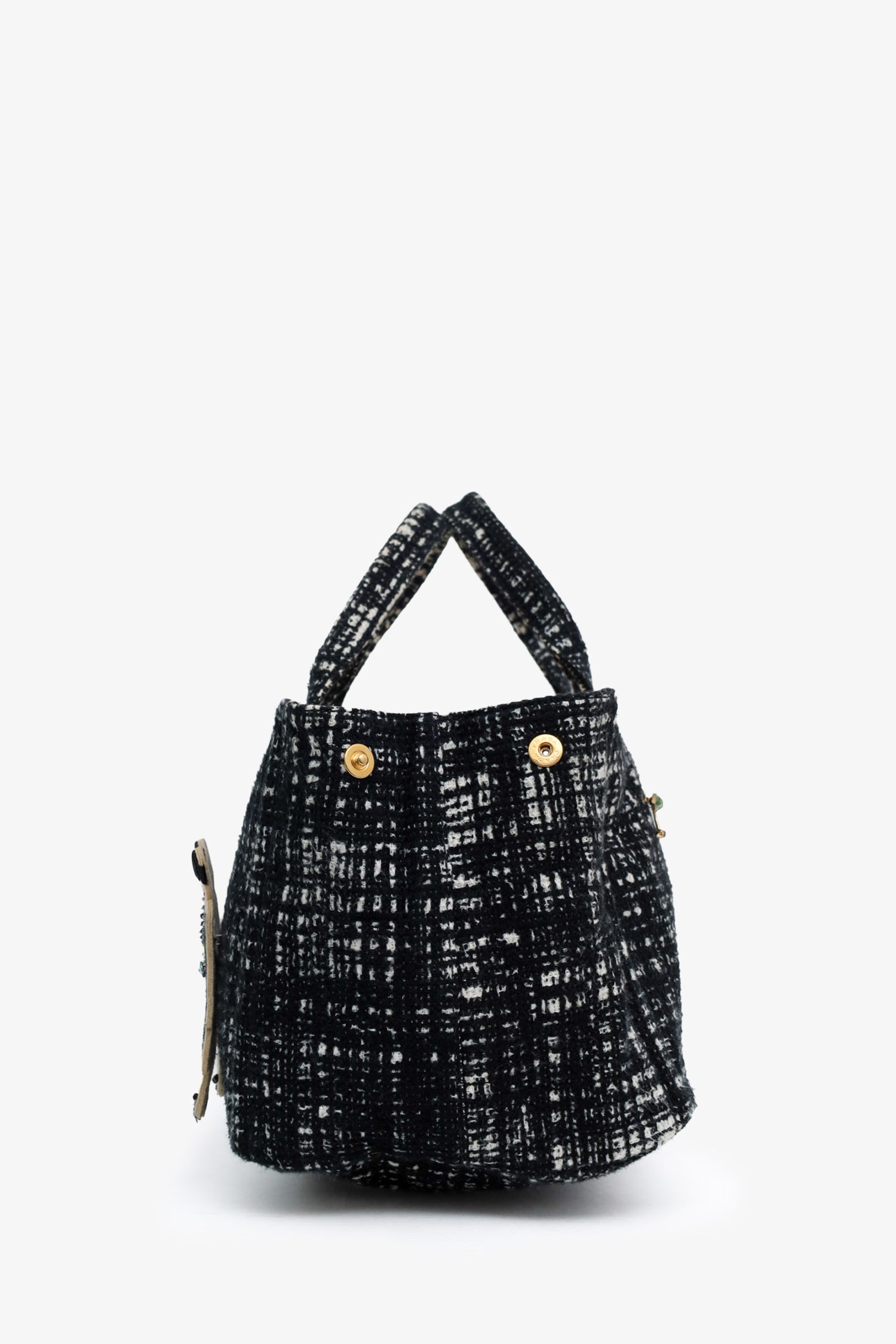 Prada Black Tweed Tela Tote With Pins – Mine & Yours
