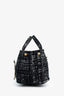 Prada Black Tweed Tela Tote With Pins