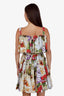 Dolce & Gabbana Beige Floral Printed Cotton Tiered Mini Dress Size 40
